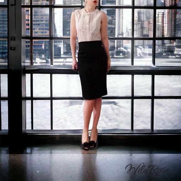 Lanvin Black Zipper Pencil Skirt SZ FR 42 US 10 8